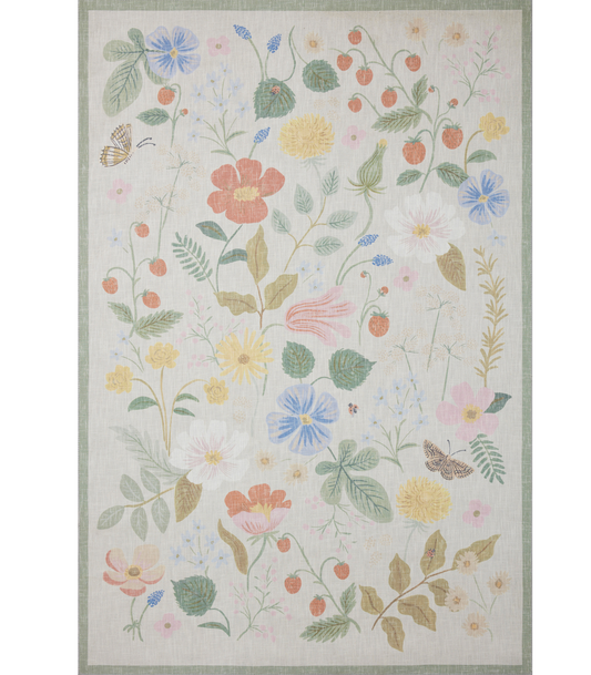 Alfombra Cotswolds 01 Strawberry Fields Ivory Rifle Paper Co. × Loloi (153x229)